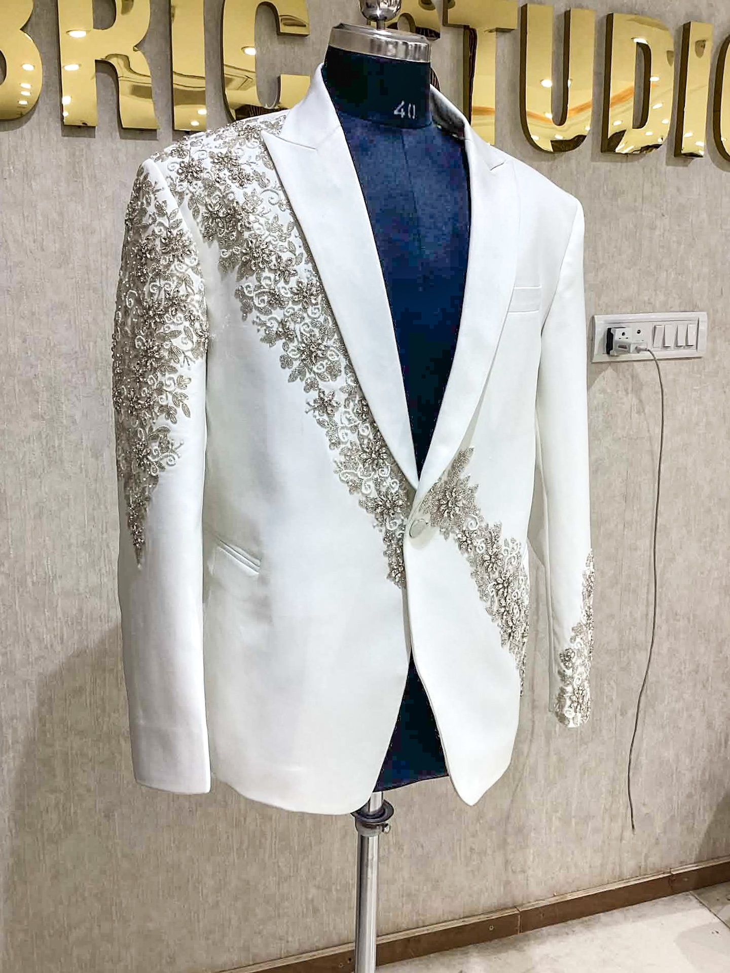 Ivory Floral Embellished Blazer